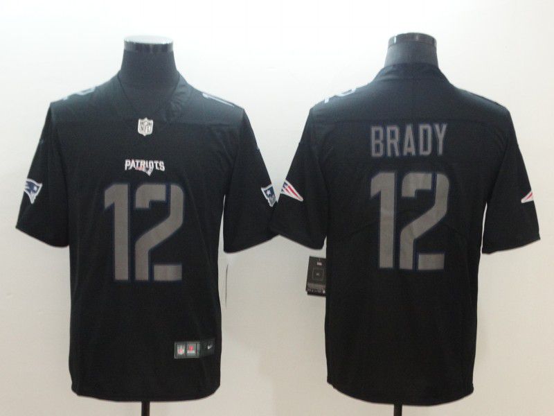 Men New England Patriots #12 Brady Nike Fashion Impact Black Color Rush Limited NFL Jersey->new england patriots->NFL Jersey